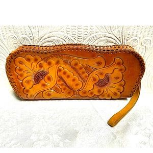 Vintage 1950’s Hand Tooled Rockabilly Leather Purse